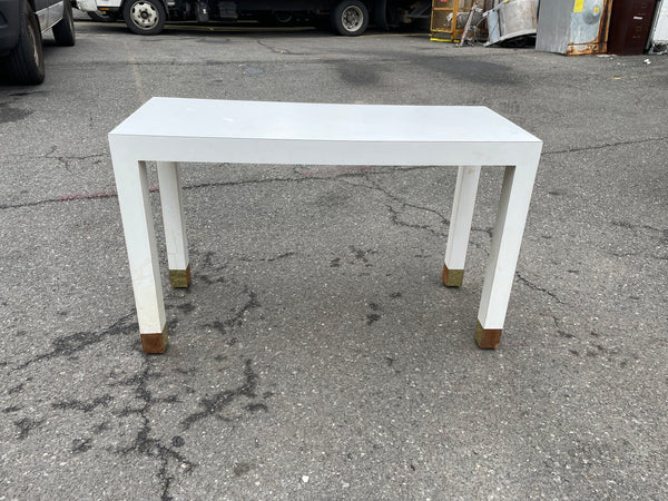 White and Brass Laminate Console Table