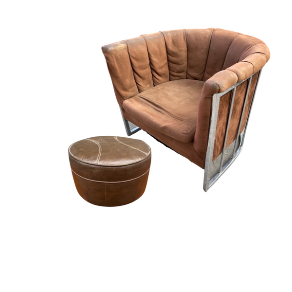 Mid-Century Modern Chrome Rail Back Lounge/ Arm Chair by Milo Baughman - As Is