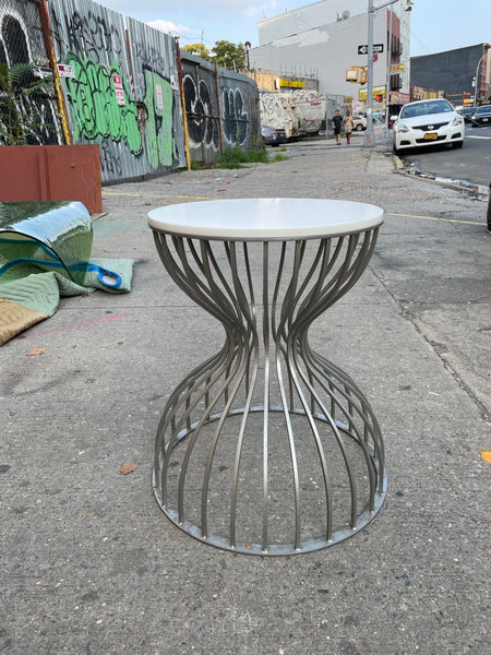 Round Metal Cage Hour Glass Side Table