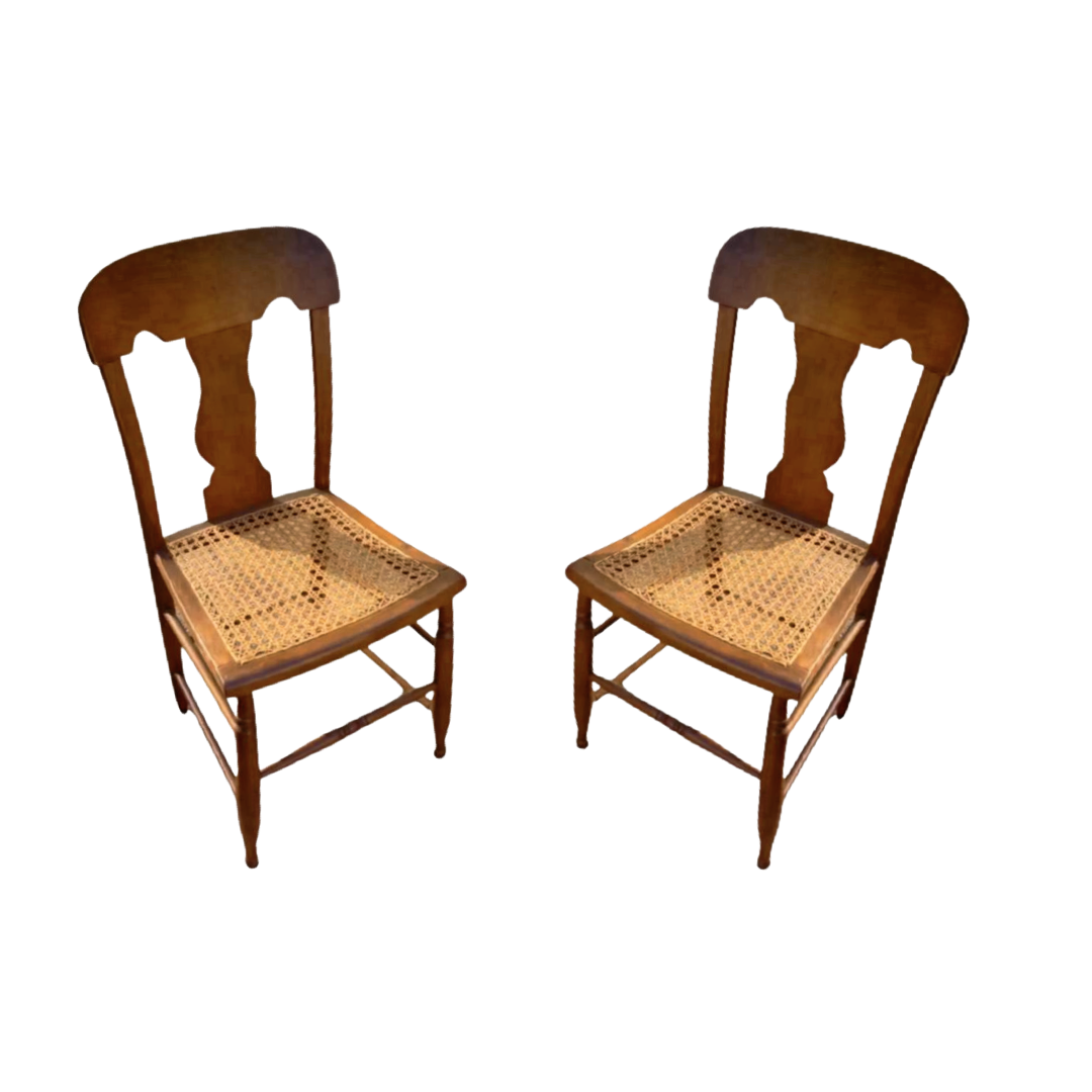 Pair of Westlake Style Hand Caned Dining Chairs