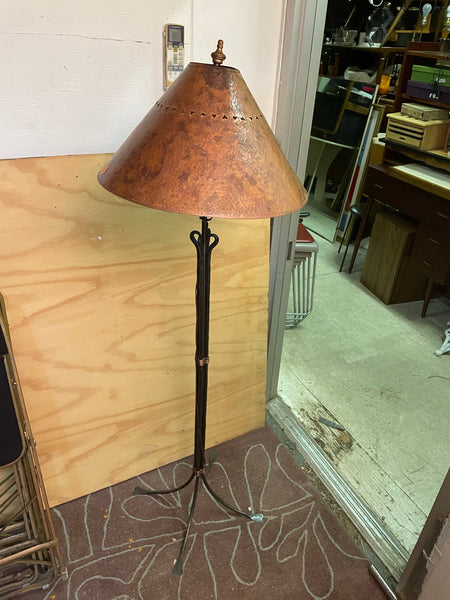 Forged Iron and Copper Floor Lamp