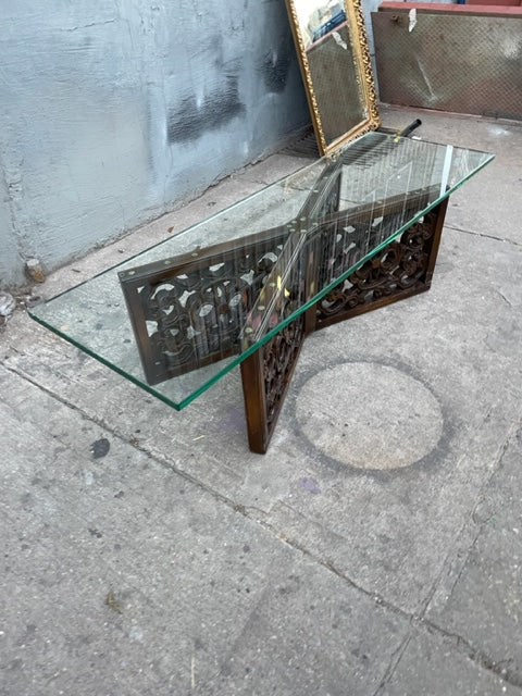 Mcm wood and glass coffee table