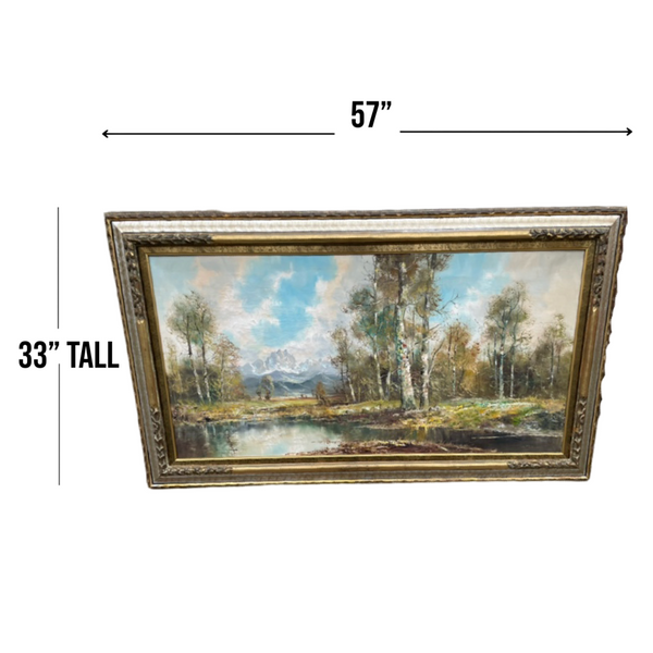Signed Original Landscape Painting Ornate Frame