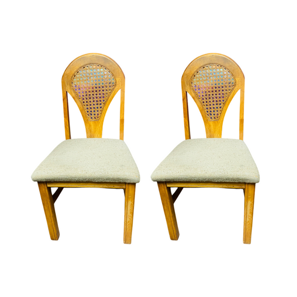 Pair of Oak and Cane Backed Chairs