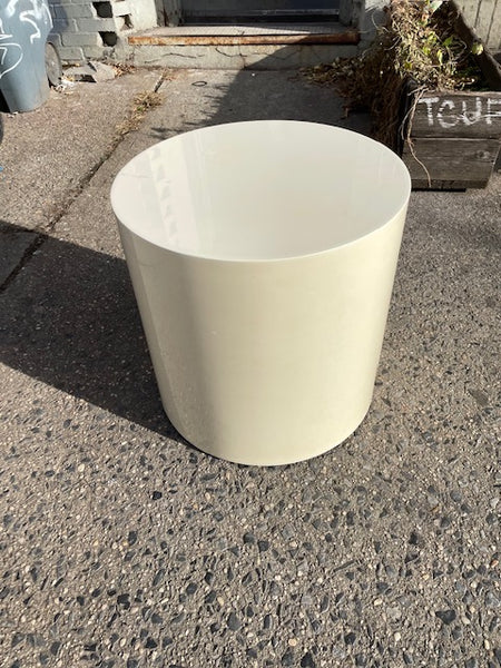 Off White Lacquer Drum Coffee or Side Table