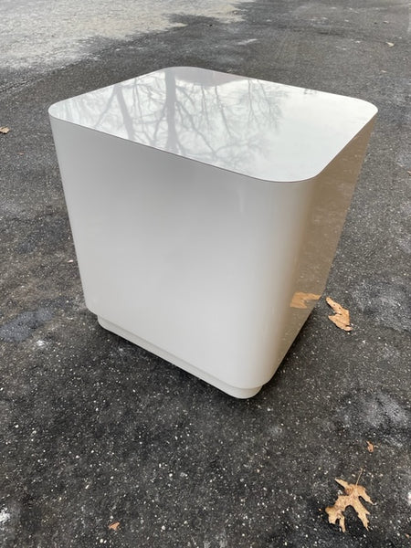 Postmodern Rounded White Cube Plinth Table