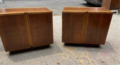 Pair of Drexler Declaration MCM Two Toned Walnut Nightside Cabinets