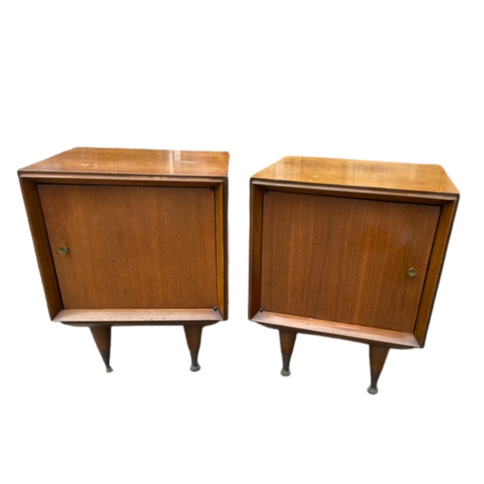 Pair of Mcm Cube Nightstand Cabinets