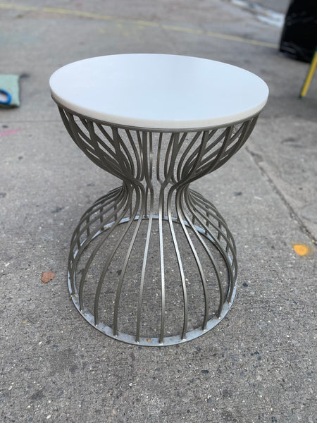 Round Metal Cage Hour Glass Side Table