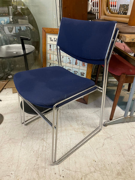 Royal Blue and Chrome Stacking Chairs