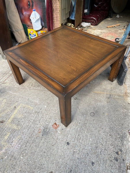 Solid Wood and Glass Top Square Coffee Table