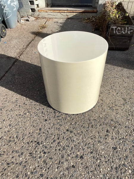 Off White Lacquer Drum Coffee or Side Table