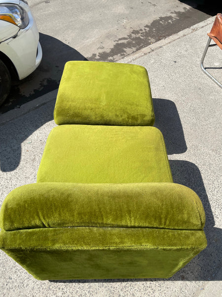Plush Avocado Green Lounge Chair and Ottoman