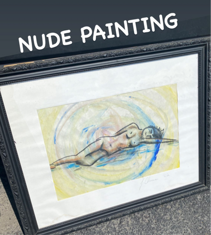 Set of two Framed Colorful Watercolor Nudes